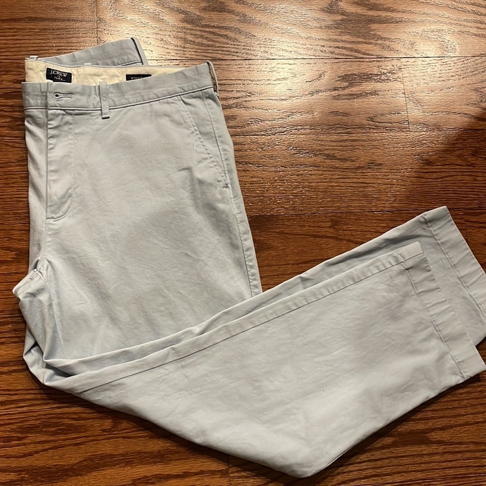 J CREW men’s Flex Straight cut Chino pants flat front 4 pocket light blue 36-30 - Picture 13 of 16